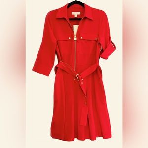 Micheal Kors Belt Tie Stylish fashion statement red dress. Small. New with tag